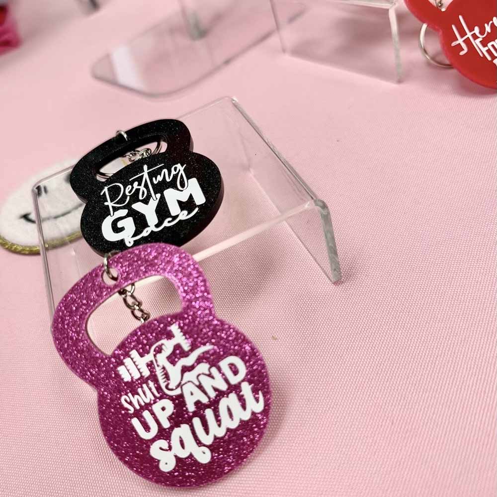Funny Gym Sayings on A Keychain, Customizable Colors, Used for A Bag, Gym Bag, Backpack, Made with Acrylic