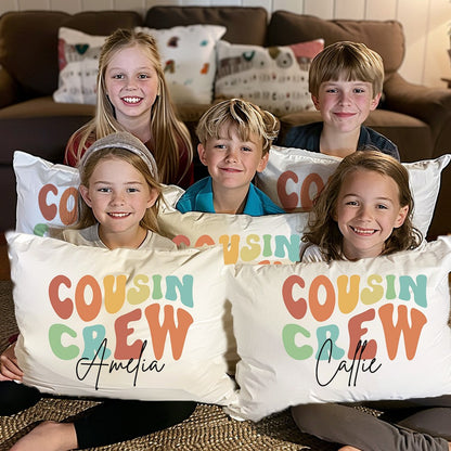 DIY Personalized Cousin Crew Pillowcase, Made for You to Color and Customize with Names, Perfect Family Party Gift