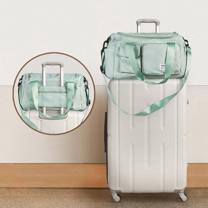 Custom Name Weekender Bag with Shoulder Strap, Glitter Initial Duffle Bag, Waterproof Travel Overnight Bag, Birthday/Back to School Gift for Women