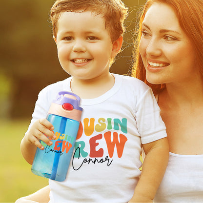 Custom Name Cousin Crew Kids Water Bottle, Perfect for Family Outings