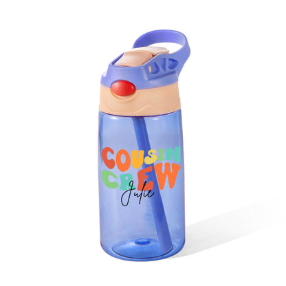 Custom Name Cousin Crew Kids Water Bottle, Perfect for Family Outings