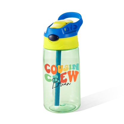 Custom Name Cousin Crew Kids Water Bottle, Perfect for Family Outings