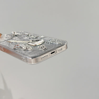 3D Metallic Skeleton Hands Guitar iPhone Case