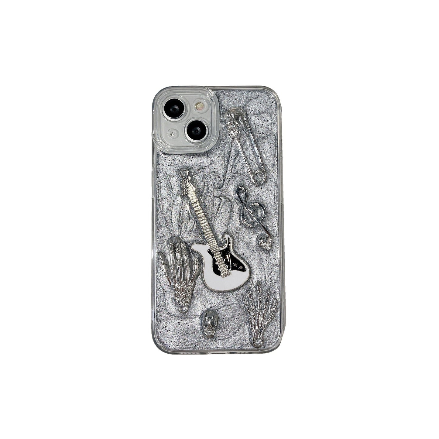 3D Metallic Skeleton Hands Guitar iPhone Case