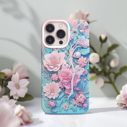 3D Pastel Skeleton with Pink Flowers Phone Case, Stylish Printed Cover,iPhone, Pixel, Samsung