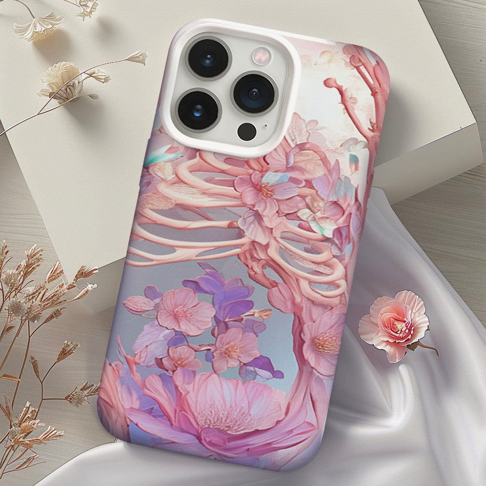 Colorful Floral Skull Design Phone Case, Artistic Cover,iPhone, Pixel, Samsung
