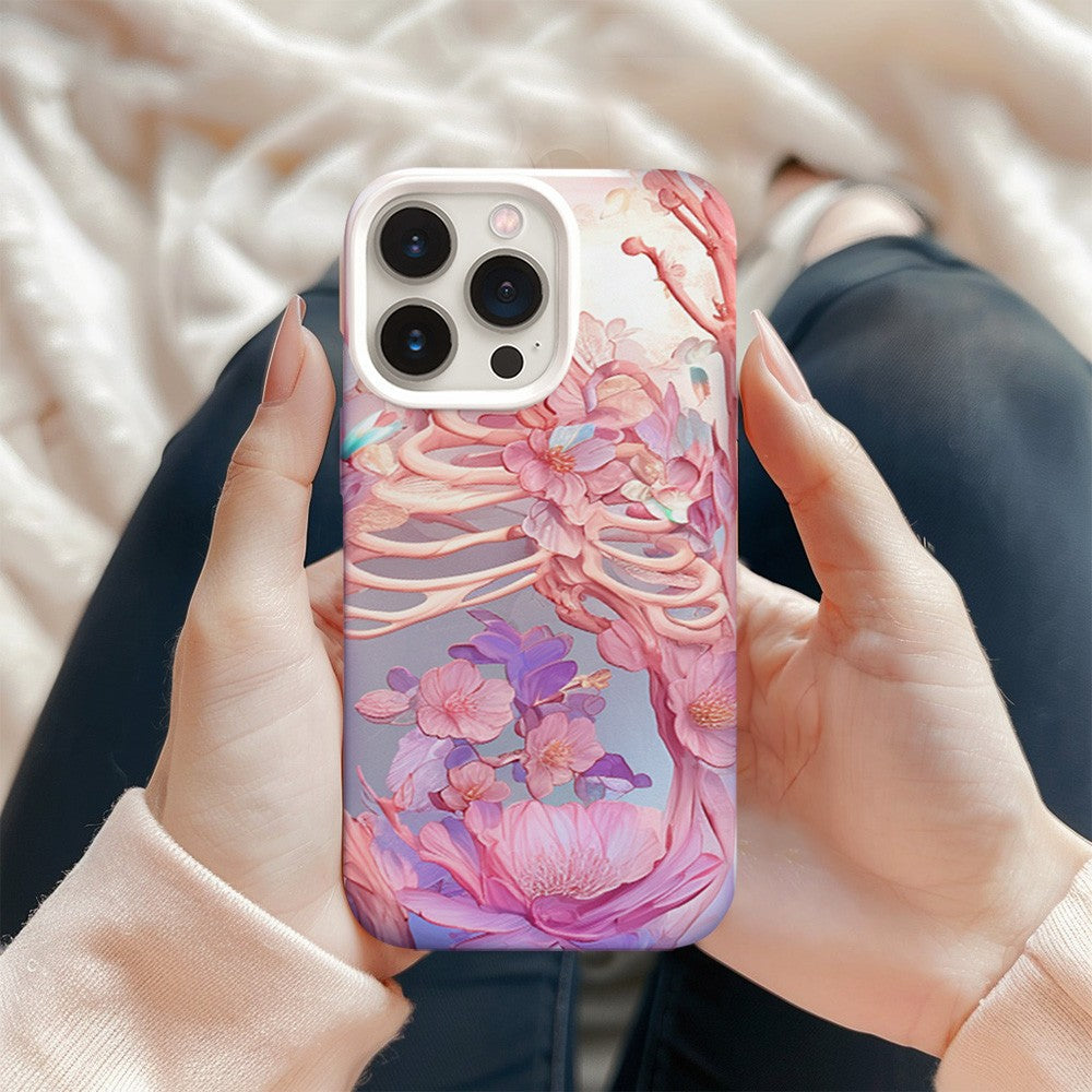 Colorful Floral Skull Design Phone Case, Artistic Cover,iPhone, Pixel, Samsung