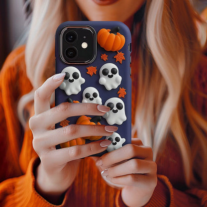 3D Halloween Multiple Ghosts and Pumpkin Phone Case, Spooky Season, for iPhone, Google Pixel, Samsung