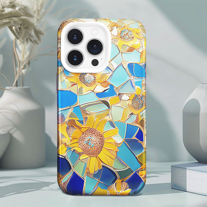 Sunflower Mosaic Phone Case,Multiple Styles for iPhone, Samsung Galaxy, Google Pixel