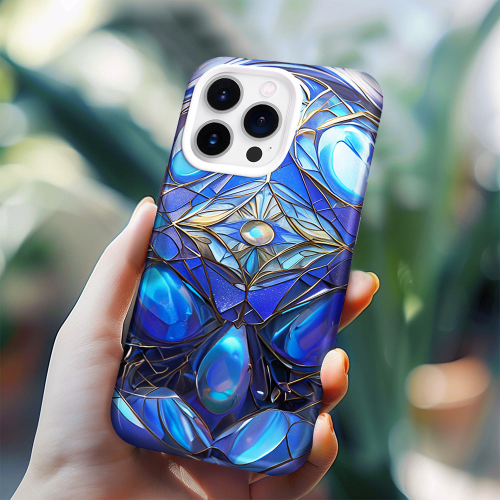 3D Stained Glass Vibrant Blue Mosaic Glass Phone Case,Stunning Design for iPhone, Samsung Galaxy, Google Pixel