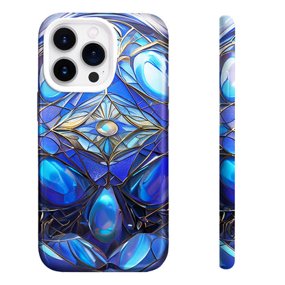 3D Stained Glass Vibrant Blue Mosaic Glass Phone Case,Stunning Design for iPhone, Samsung Galaxy, Google Pixel