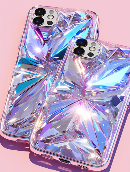 3D Pink Mosaic Glass Texture Phone Case，Stunning Design for iPhone, Samsung Galaxy, Google Pixel