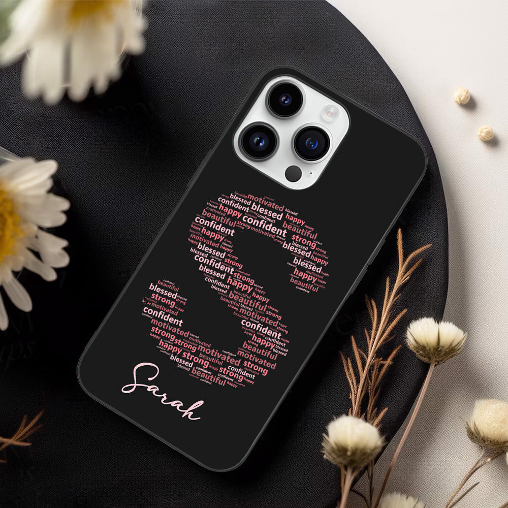 Custom Name Phone Case with Positive Affirmation Word Cloud Design,for iPhone, Samsung Galaxy, Google Pixel