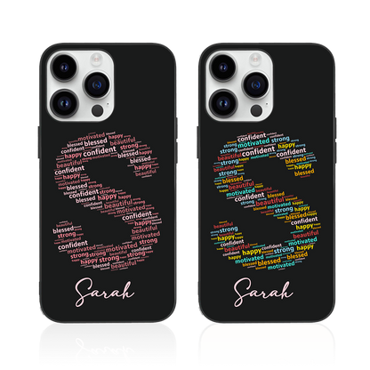 Custom Name Phone Case with Positive Affirmation Word Cloud Design,for iPhone, Samsung Galaxy, Google Pixel