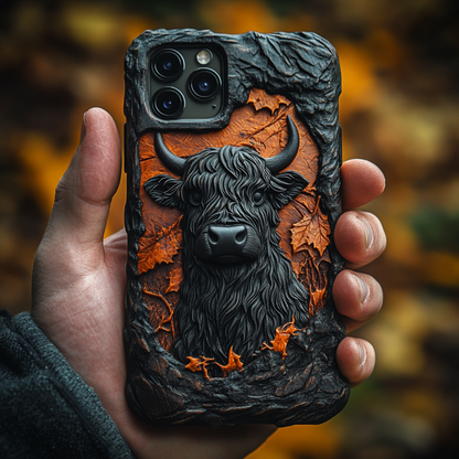 3D Print Highland Cow Phone Case,Multiple Designs Available for iPhone, Samsung Galaxy, Google Pixel