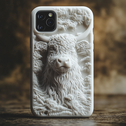 3D Print Highland Cow Phone Case,Multiple Designs Available for iPhone, Samsung Galaxy, Google Pixel