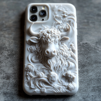 3D Print Highland Cow Phone Case,Multiple Designs Available for iPhone, Samsung Galaxy, Google Pixel