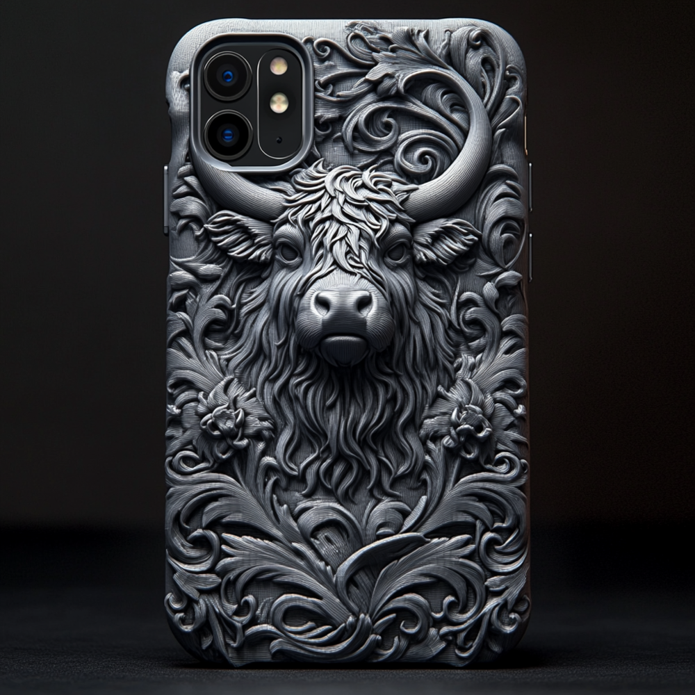 3D Print Highland Cow Phone Case,Multiple Designs Available for iPhone, Samsung Galaxy, Google Pixel
