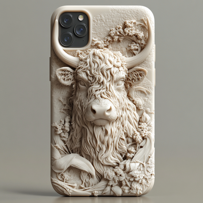 3D Print Highland Cow Phone Case,Multiple Designs Available for iPhone, Samsung Galaxy, Google Pixel