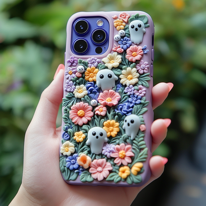 Spooky szn/Spooky Season Halloween Cute Ghost Flower Phone Case,Spooky Season for iPhone