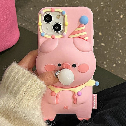 Bubble Pig Creative Stress Relief Soft Silicone Cover Phone Case for iPhone