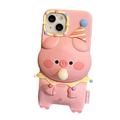 Bubble Pig Creative Stress Relief Soft Silicone Cover Phone Case for iPhone