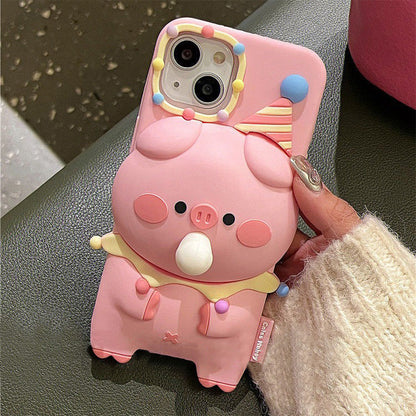 Bubble Pig Creative Stress Relief Soft Silicone Cover Phone Case for iPhone