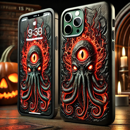 Cthulhu Eye 3D Relief Phone Case, Multiple Designs Available, Horror Tentacle and Evil Eye Patterns for iPhone, Samsung Galaxy