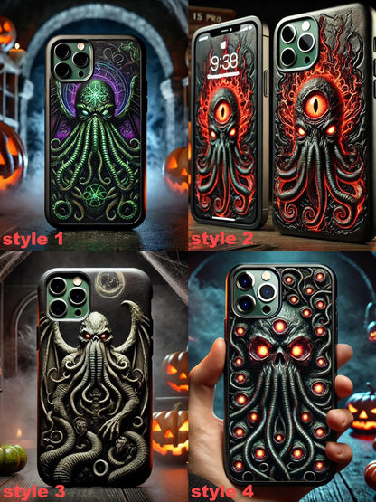 Cthulhu Eye 3D Relief Phone Case, Multiple Designs Available, Horror Tentacle and Evil Eye Patterns for iPhone, Samsung Galaxy