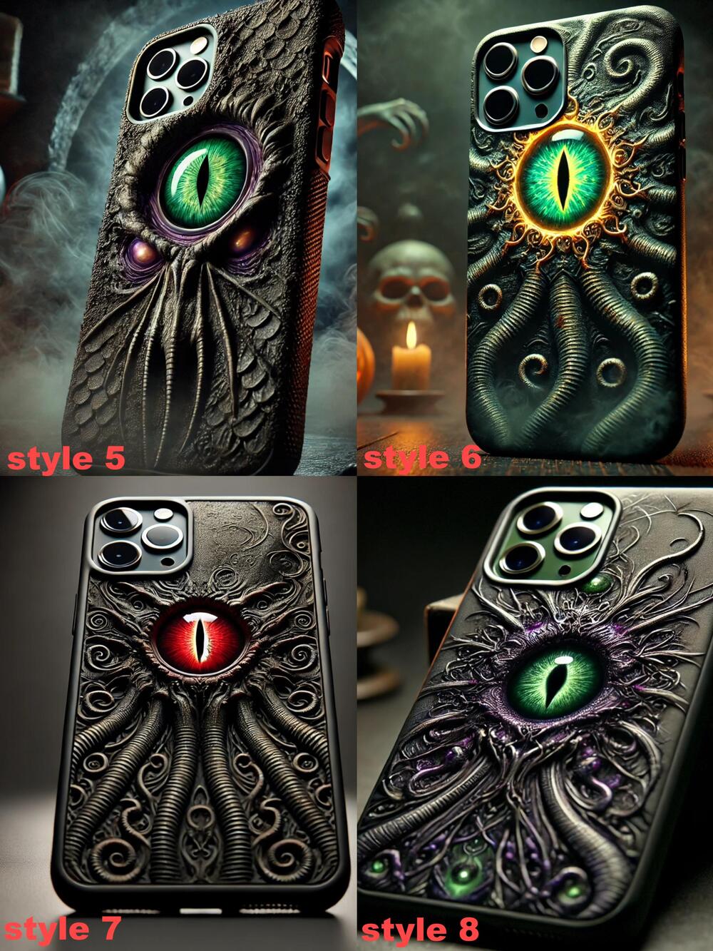 Cthulhu Eye 3D Relief Phone Case, Multiple Designs Available, Horror Tentacle and Evil Eye Patterns for iPhone, Samsung Galaxy
