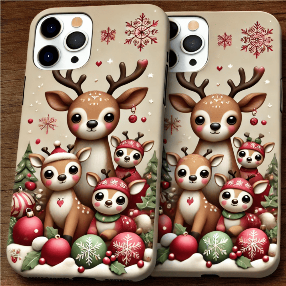 Christmas Reindeer Phone Case,Multiple Reindeer Winter Design for iPhone, Samsung Galaxy, Google Pixel, Xiaomi