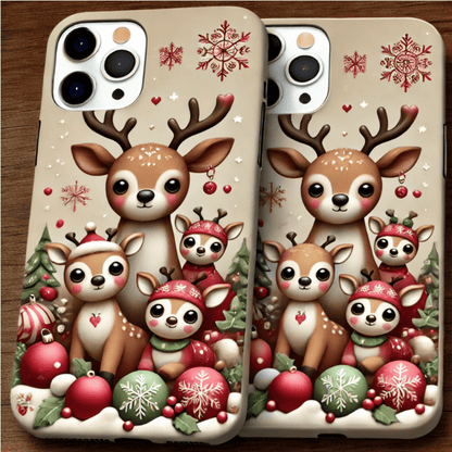 Christmas Reindeer Phone Case,Multiple Reindeer Winter Design for iPhone, Samsung Galaxy, Google Pixel, Xiaomi