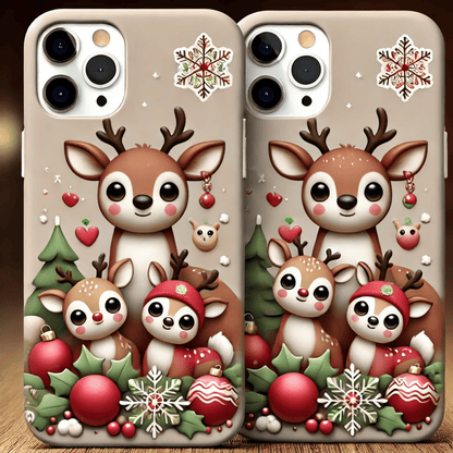 Christmas Reindeer Phone Case,Multiple Reindeer Winter Design for iPhone, Samsung Galaxy, Google Pixel, Xiaomi