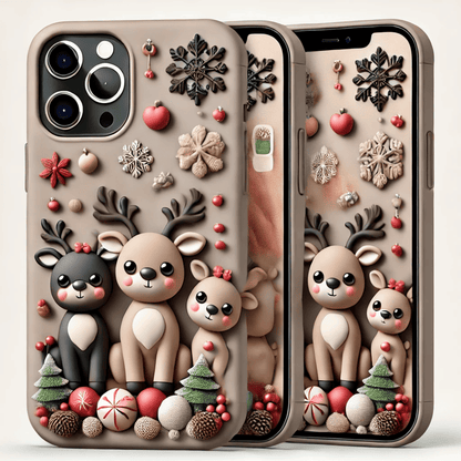Christmas Reindeer Phone Case,Multiple Reindeer Winter Design for iPhone, Samsung Galaxy, Google Pixel, Xiaomi