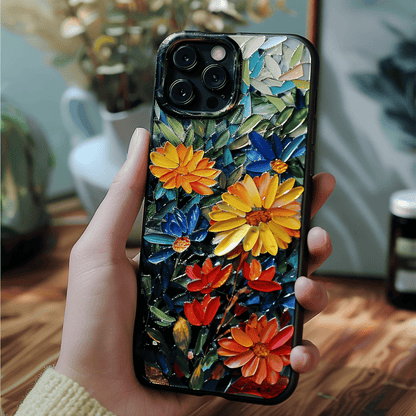 Flower Oil Mosaic Style Cell Phone Case,Multiple Designs for iPhone, Samsung Galaxy