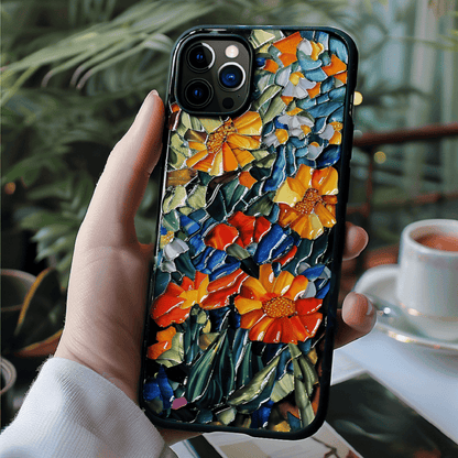 Flower Oil Mosaic Style Cell Phone Case,Multiple Designs for iPhone, Samsung Galaxy
