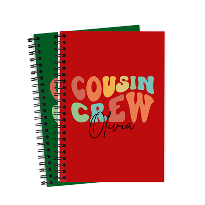Customizable COUSIN CREW Spiral Notebook, Personalize Your Name with Multiple Color Options