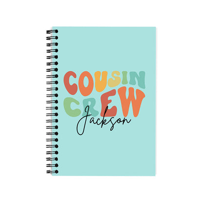 Customizable COUSIN CREW Spiral Notebook, Personalize Your Name with Multiple Color Options