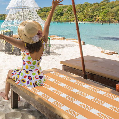 Custom Name Classic Stripe Beach Towel, Quick Dry Microfiber Bath Towel, Vacation/Sunbathing/Beach/Spa/Pool Party Favor, Gift for Kids/Family/Friends