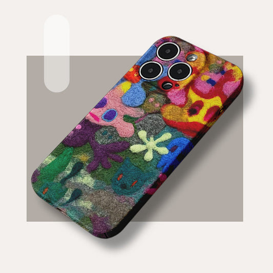 Playful Embroidered Phone Case Collection for Samsung and IPhone, Cute Cat, Birds, and Floral Fun