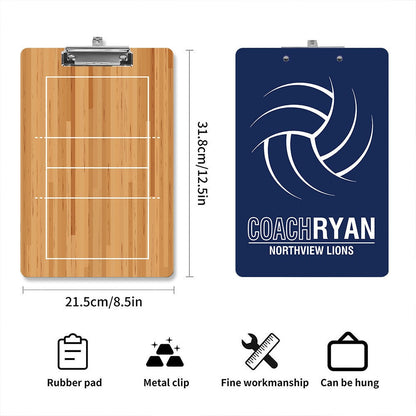 Personalized Volleyball Clipboard, Custom Name Coaching Board, Game Strategy Clipboard for Volleyball Coaches