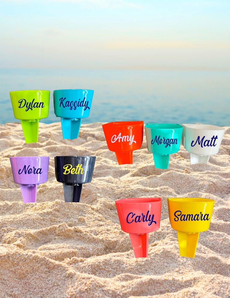 Beach Cup & Phone Holder | drink sand personalized graduation bride gift birthday girls trip wedding favors teacher team family Mother’s Day