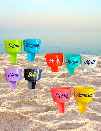 Beach Cup & Phone Holder | drink sand personalized graduation bride gift birthday girls trip wedding favors teacher team family Mother’s Day