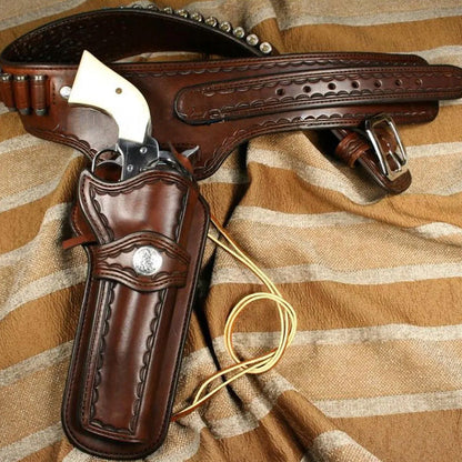Western Leather Cartridge Belt Ammo Loops Revolver Holster Cover Colt Sass Rigs Cowboy Holster .22 .32 .357 .44 .38 .45