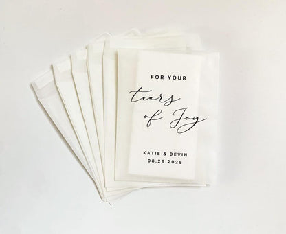 Personalized Wedding Tissue Packs | Personalized Wedding Confetti Packs | Happy Tears | Confetti Packs | Tissue Packets | Wedding Favor