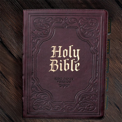 KJV Holy Bible, Giant Print Full-size Faux Leather Red Letter Edition - Thumb Index & Ribbon Marker, King James Version, Dark Brown (KJV Full Size GP Editions)