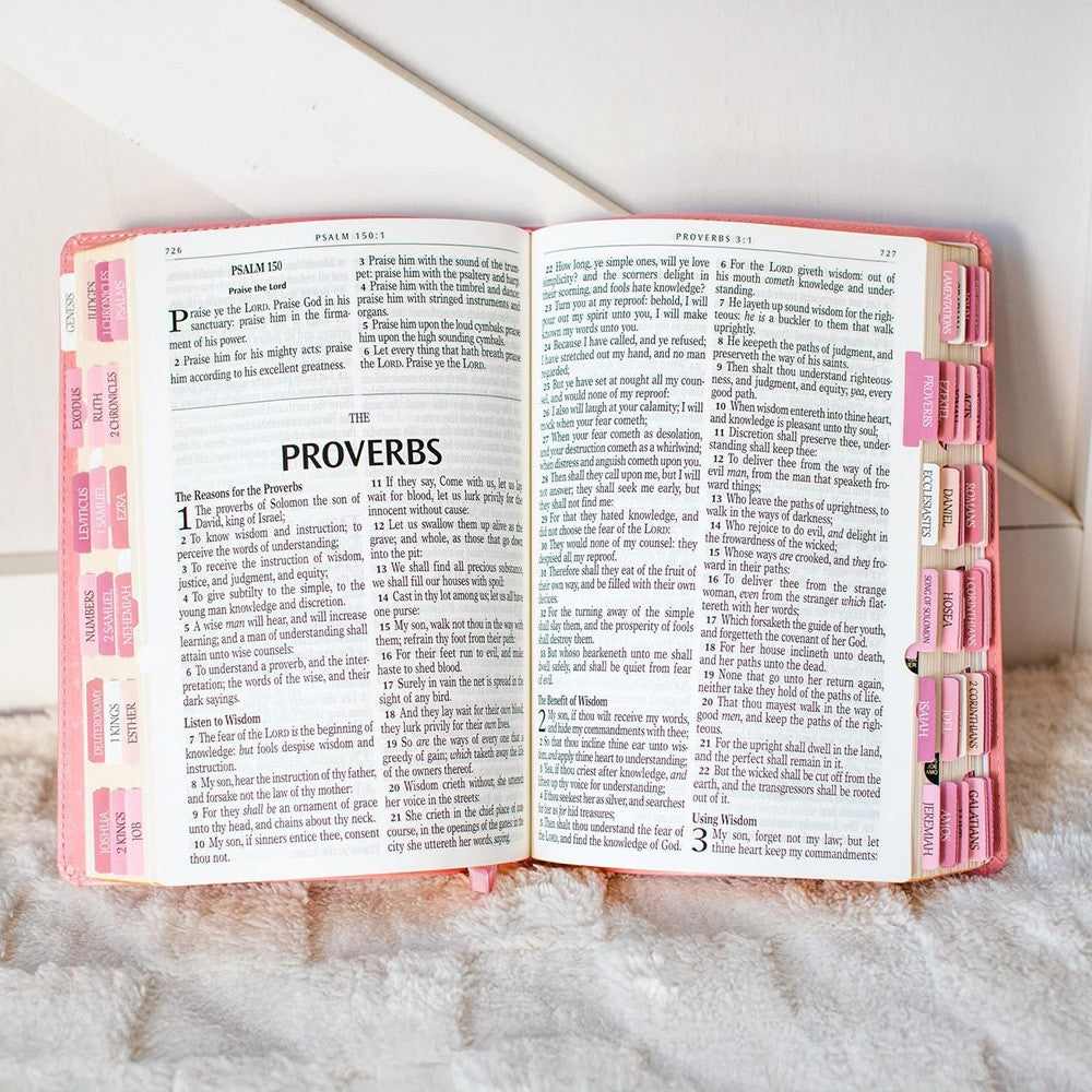 KJV Holy Bible, Giant Print Full-size Faux Leather Red Letter Edition - Thumb Index & Ribbon Marker, King James Version, Pink (KJV Full Size GP Editions)