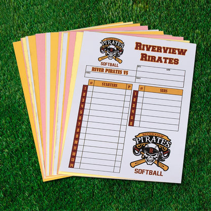Custom Lineup Cards Baseball or Softball - 4 Part Carbonless