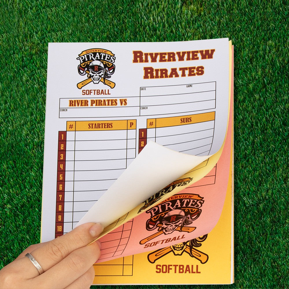 Custom Lineup Cards Baseball or Softball - 4 Part Carbonless