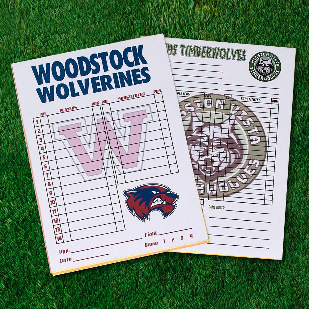 Custom Lineup Cards Baseball or Softball - 4 Part Carbonless